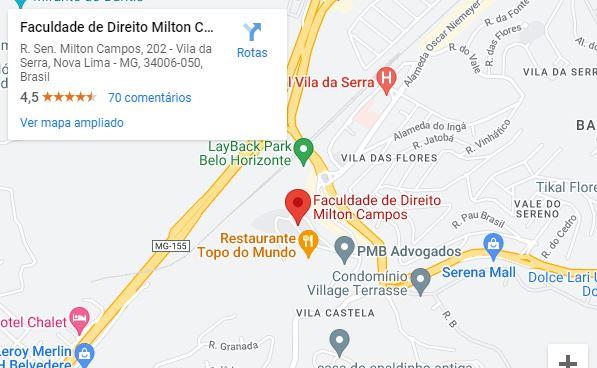 Mapa - Faculdade de Direito Milton Campos